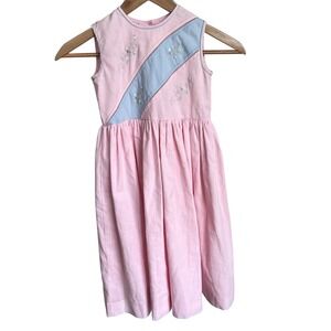 Will'beth Pink Embroidered Spring Vintage Girls Dress Size 5